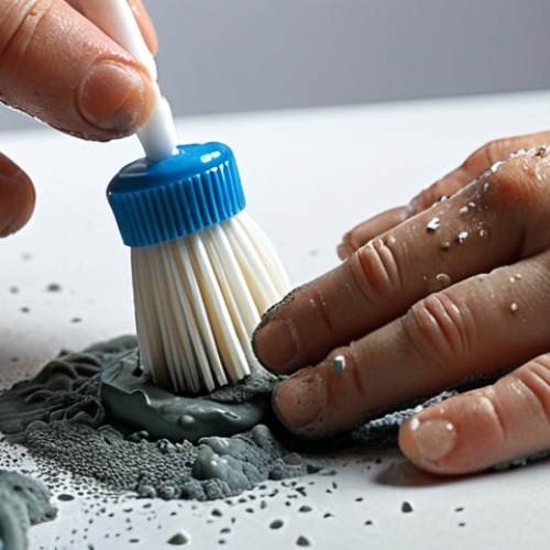 **

A close-up shot of a miniature figure being carefully cleaned with a soft toothbrush and soapy water, highlighting the initial preparation stage for painting. Focus on removing mold lines and dust particles.

**