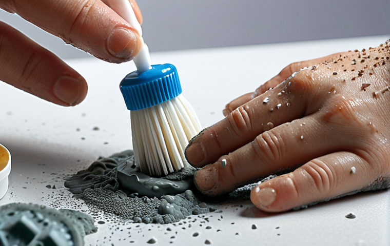 **

A close-up shot of a miniature figure being carefully cleaned with a soft toothbrush and soapy water, highlighting the initial preparation stage for painting. Focus on removing mold lines and dust particles.

**