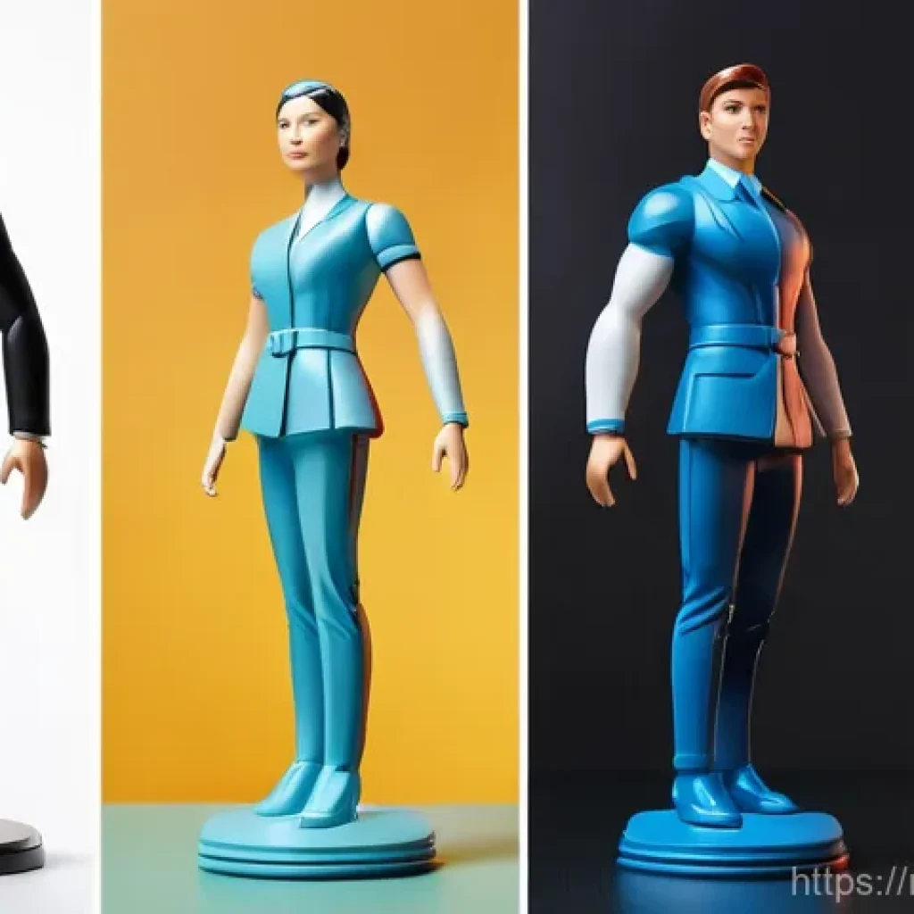 프리미엄 피규어와 일반 피규어 비교 - Here are three detailed image generation prompts in English, designed to showcase different types of...