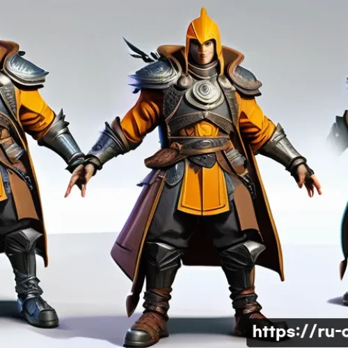 캐릭터 피규어 제작 공정 - A highly detailed digital concept art of a collectible figurine character design process: focus on a...